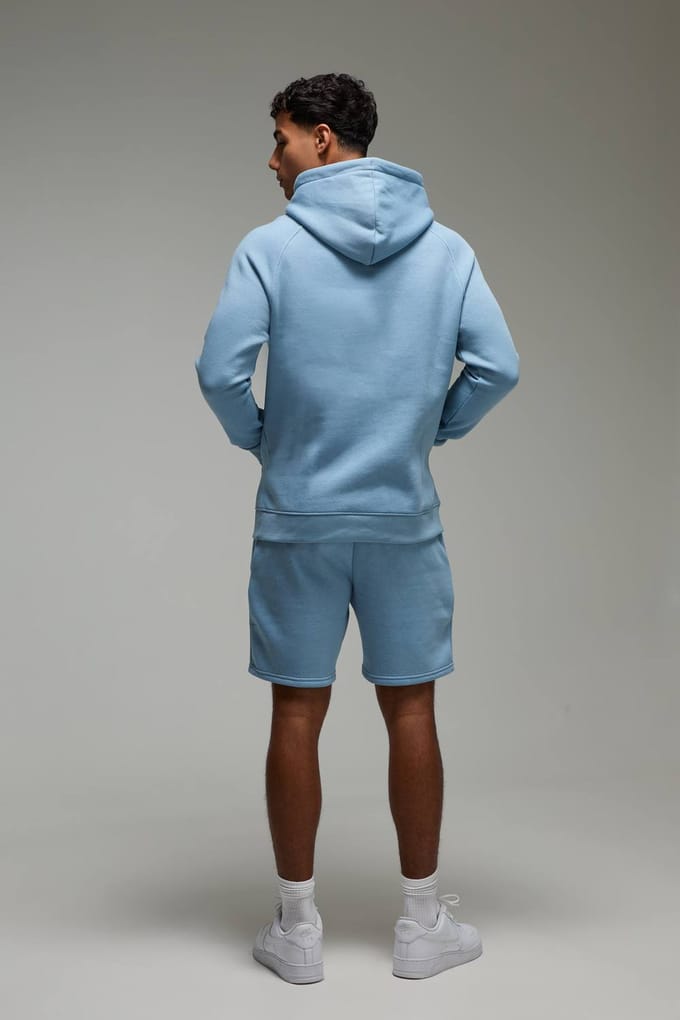 Regular Fit Man Active Hoodie & Short Tracksuit | Blue | Size Medium
