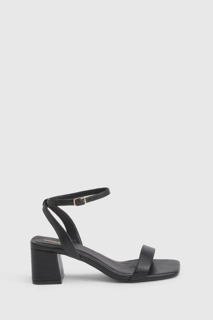 boohoo Dames Lage Blokhak Tweedelige Hakken | Zwart | Maat: 37