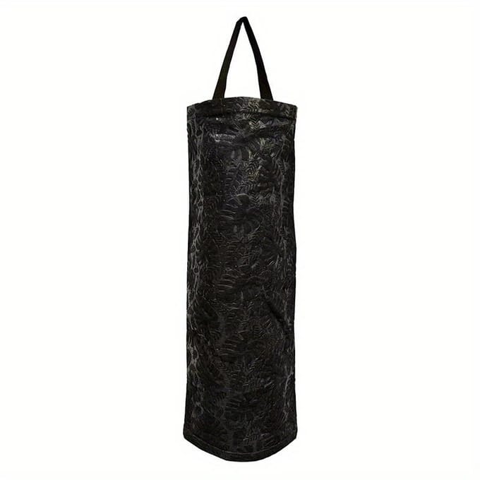 Support mural pratique et étanche pour sacs en plastique PVC avec distributeur de sacs de courses en lin - Accès facile par le bas noir
