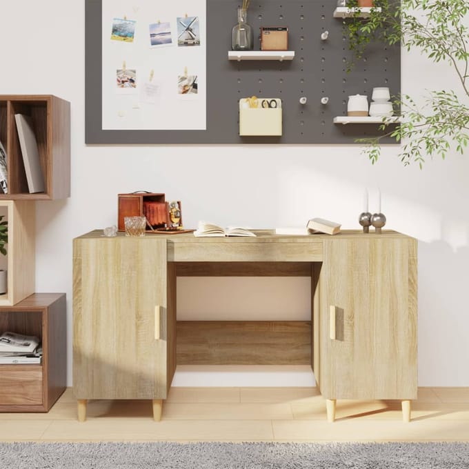 vidaXL - Bureau - 140x50x75 - cm - bewerkt - hout - sonoma - eikenkleurig
