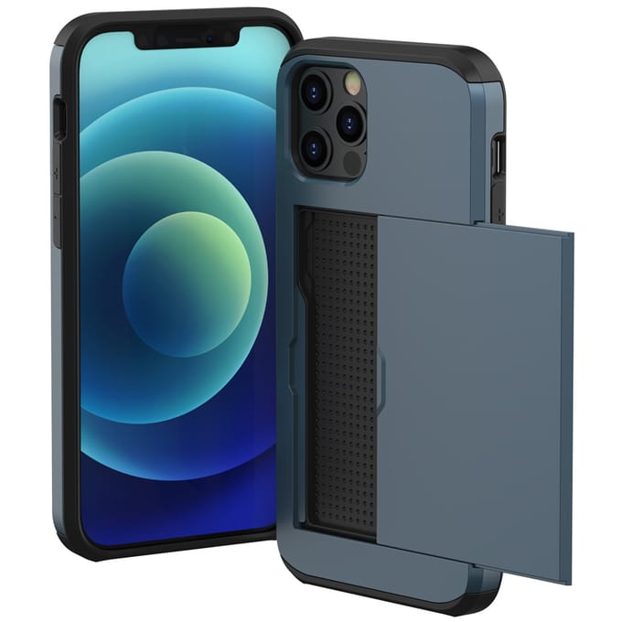 imoshion Hoesje met Pasjeshouder - Geschikt voor Apple iPhone 12 Pro / 12 - Donkerblauw