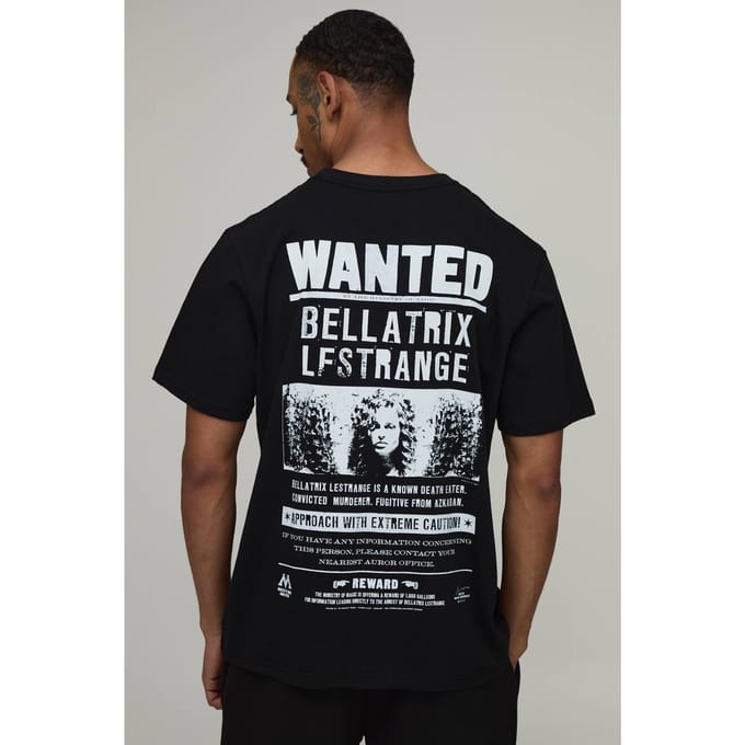 Oversized Harry Potter Wanted Licentie Print T-shirt | Black | Size XS