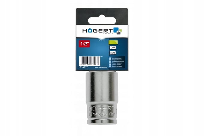 Hogert Zeskantdop 1/2" 36mm Chroom-Vanadiumstaal