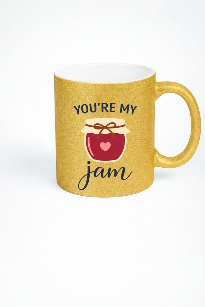 Gouden Glitter Mok 'You're My Jam' - Romantisch Liefdescadeau
