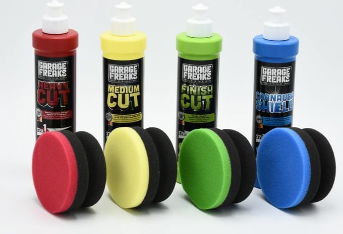 Polijst pakket Garage Freaks by Menzerna 4 stappen met 4 hand polijst pads