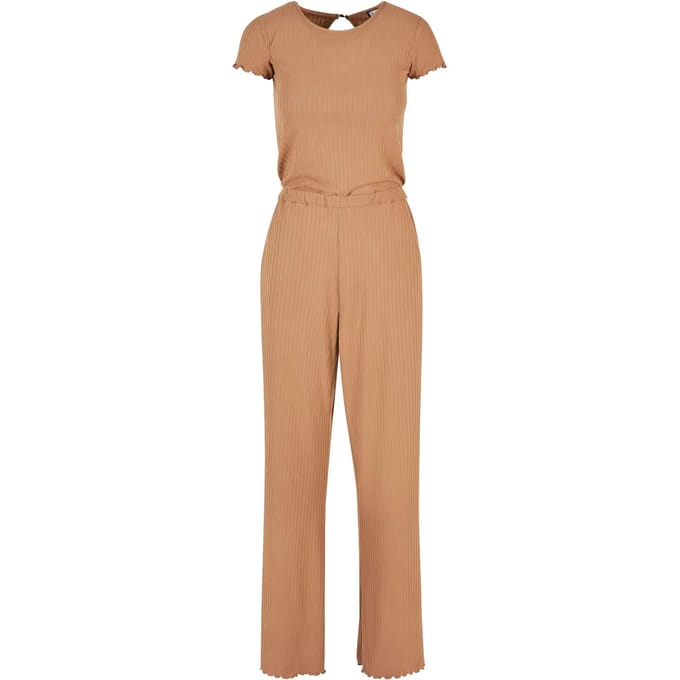 Urban Classics - Rib Wid Leg Jumpsuit - S - Bruin