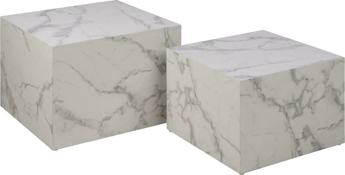 Bendt Salontafel 'Flavian' Set van 2 stuks, Marmerlook, kleur Wit