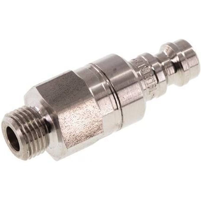 RVS 306L DN 5 Luchtkoppeling Insteeknippel G 1/8 inch Buitendraad Double Shut-Off - CLP5-M-SSL-SV-P-018