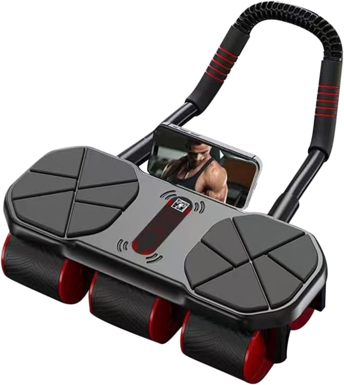 Buikspierroller - Ab Roller - Core Training - Automatische Terugslag - 37x23x17 cm - Rood Zwart