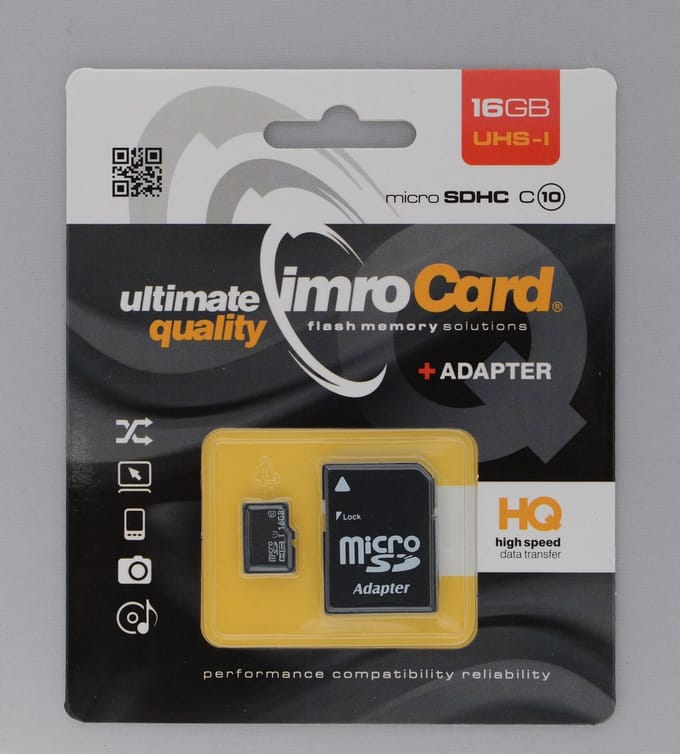 Imro - Micro SD Kaart 16 GB - Geheugenkaart Met Adapter - Class 10 UHS