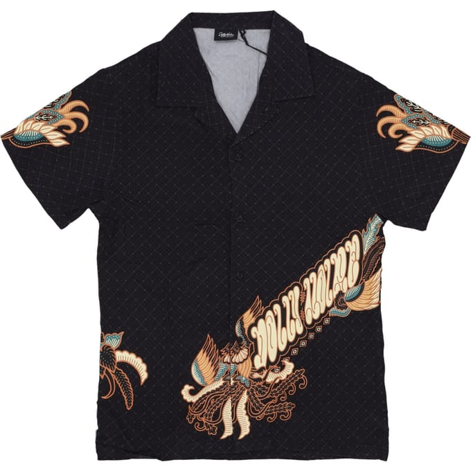 Shirt korte mouw Harmony Batik Bowling Shirt Zwart