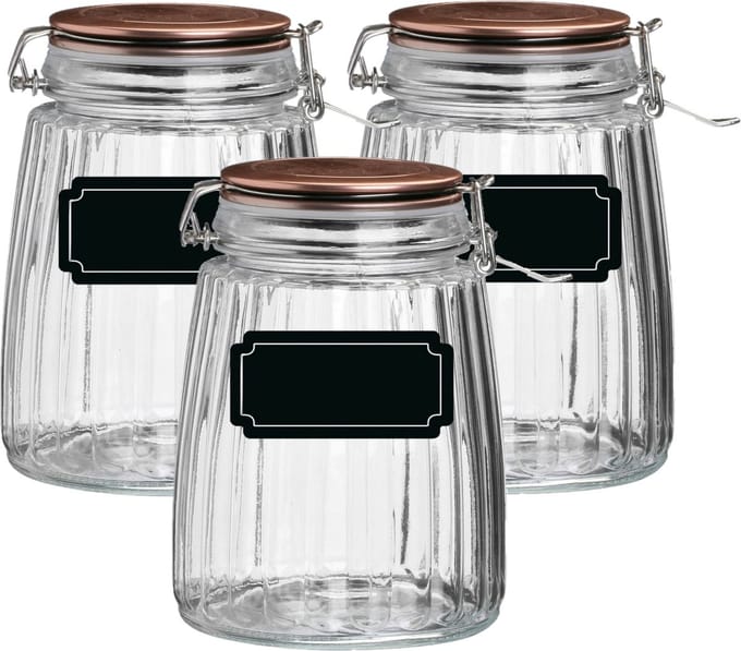 Weckpot/inmaakpot - 4x - 1.5L - glas - met beugelsluiting - incl. etiketten