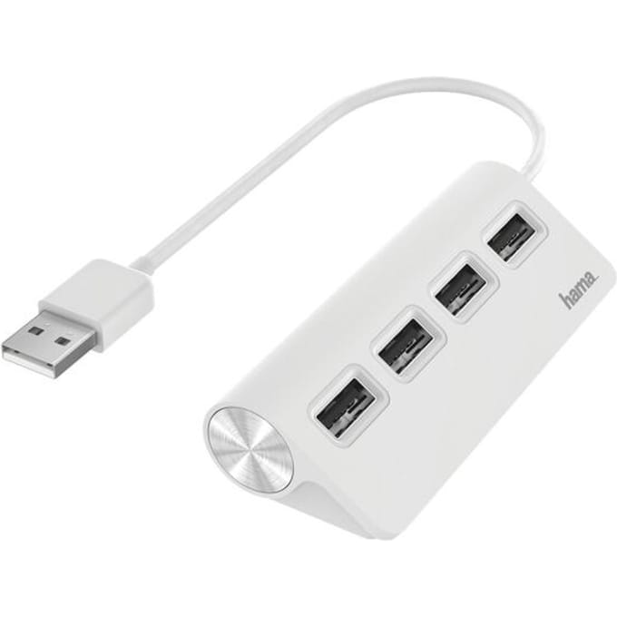 Hama USB hub 4 Ports USB 2.0 480 Mbit/s Wit USB hub - 4 - USB 2.0 - Wit