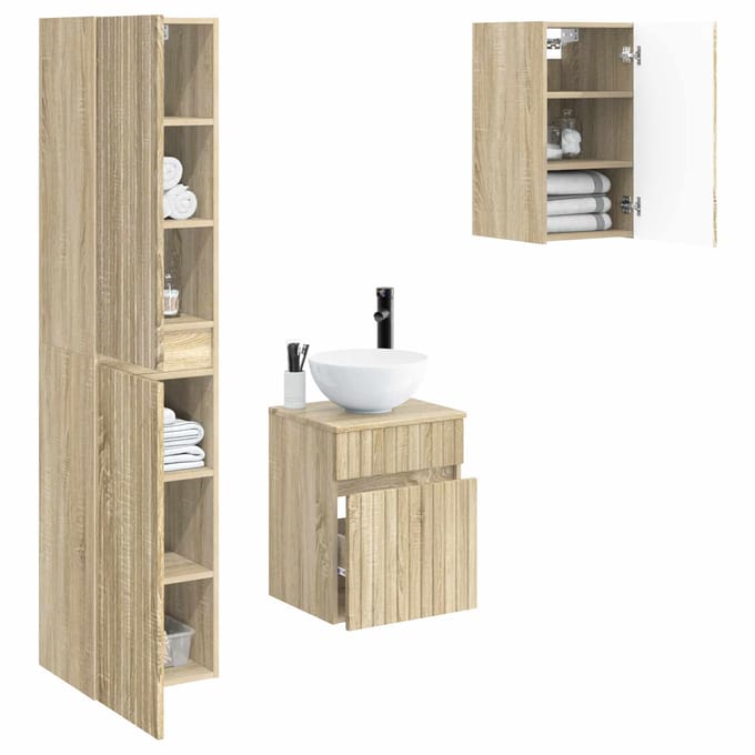 vidaXL - Badkamermeubel - Set - 3 - st - Sonoma - Eiken - 33 - x - 34,5 - x - 160 - cm
