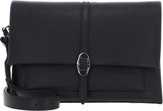 COCCINELLE Leren Schoudertas Dorian Handbag Grained Leather Noir Zwart
