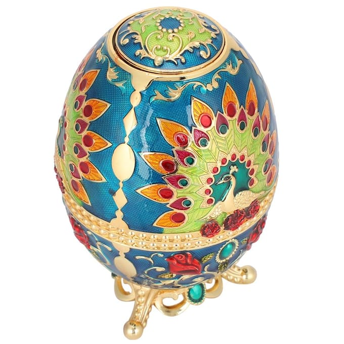 Tandenstokerhouder Retro Metaal Pauw Eivorm Draagbare Multifunctionele Opbergdoos blue
