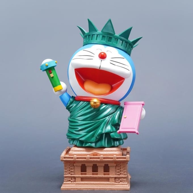 20cm/7.87in Figurine Anime Doraemon Doraemon Cosplay Statue de la Liberté Figurines d'Action PVC Statuette Set Figurines Jouets Cadeaux white