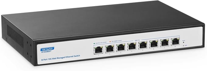 Beheerde 8-Poorts 10Gbps Netwerk Switch met 10G/5G/2.5G/1G Ondersteuning