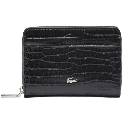 LACOSTE Leren portemonnee Zip Coin Wallet Noir zwart