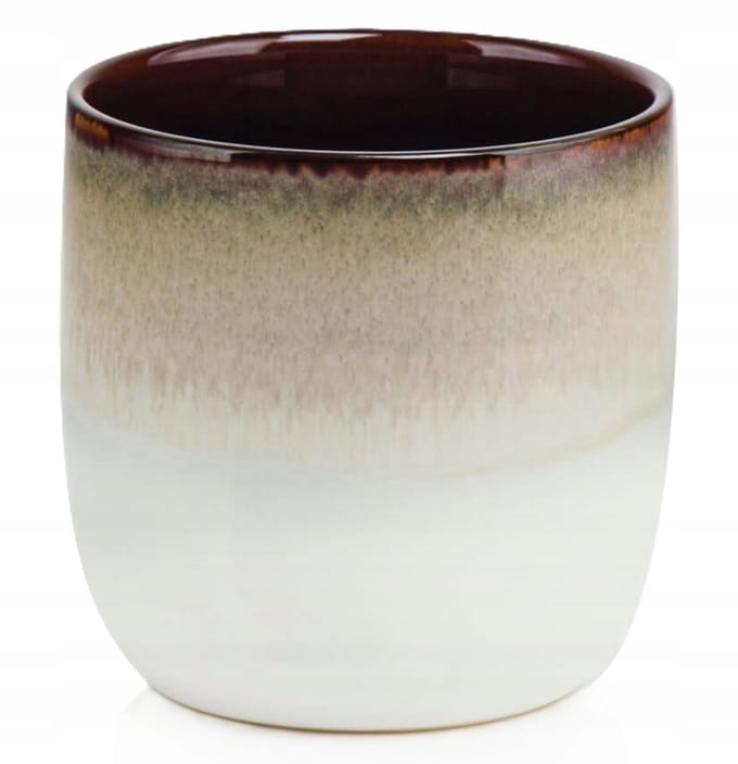 Polnix Vintage Serie - Keramische Bloempot - Beigebruin - 13 cm - Glanzend Crackle