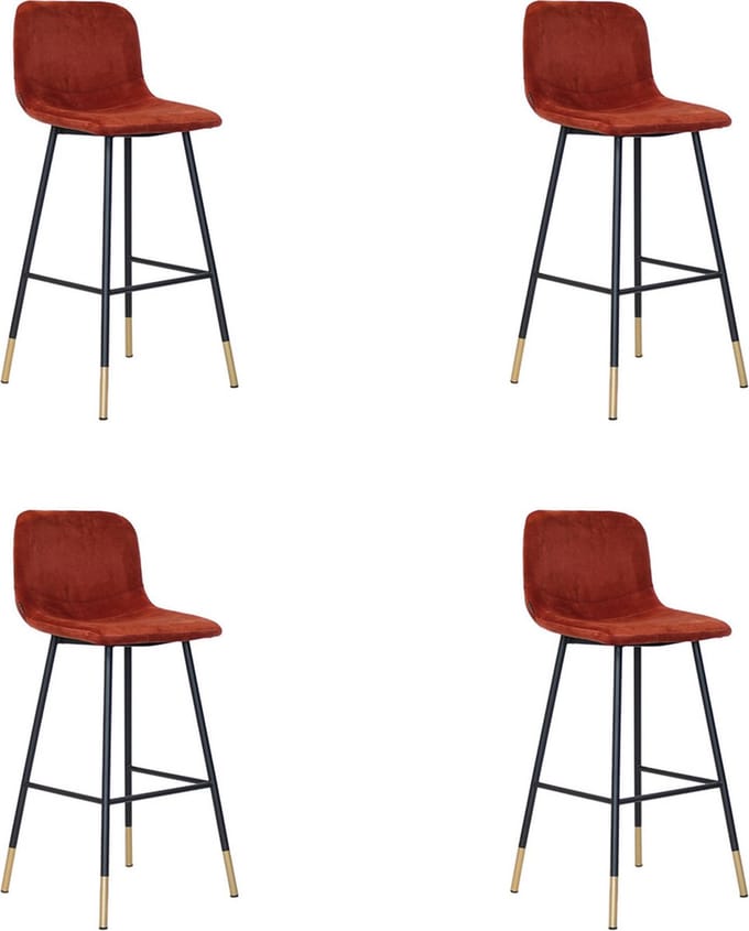 Bronx71® Velvet barkruk Mikky koper 68 - 79 cm - barkrukken set van 4 - barstoel