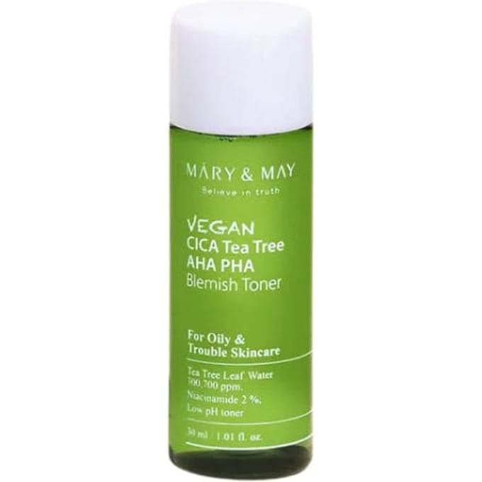 Mary&May - Vegan Cica Teatree AHA PHA Blemish Toner - 30 ml