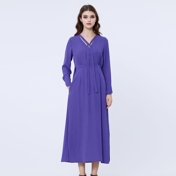 V-Neckline Long Blouse-dress