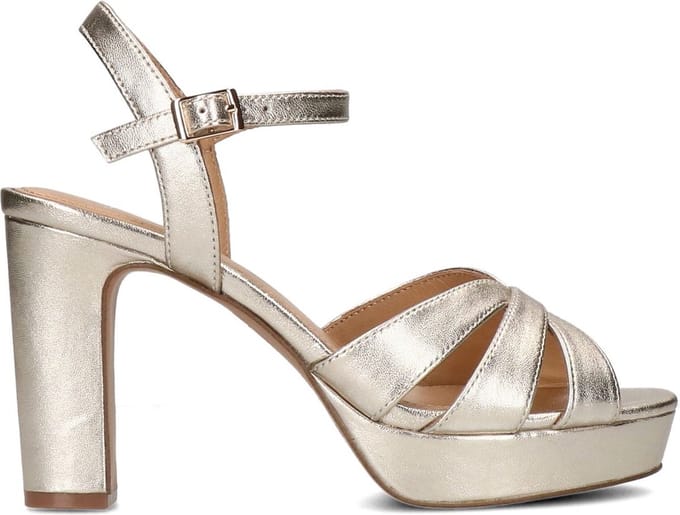 Manfield - Dames - Gouden leren sandalen met hak - Maat 41