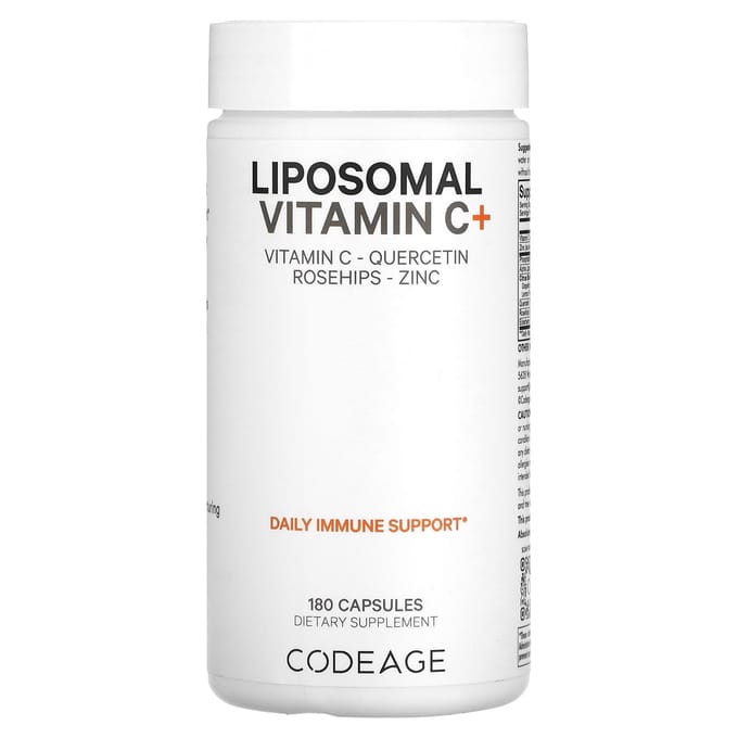 Codeage, vitamine, liposomale vitamine C+, vitamine C, quercetine, rozenbottel, zink, 180 capsules