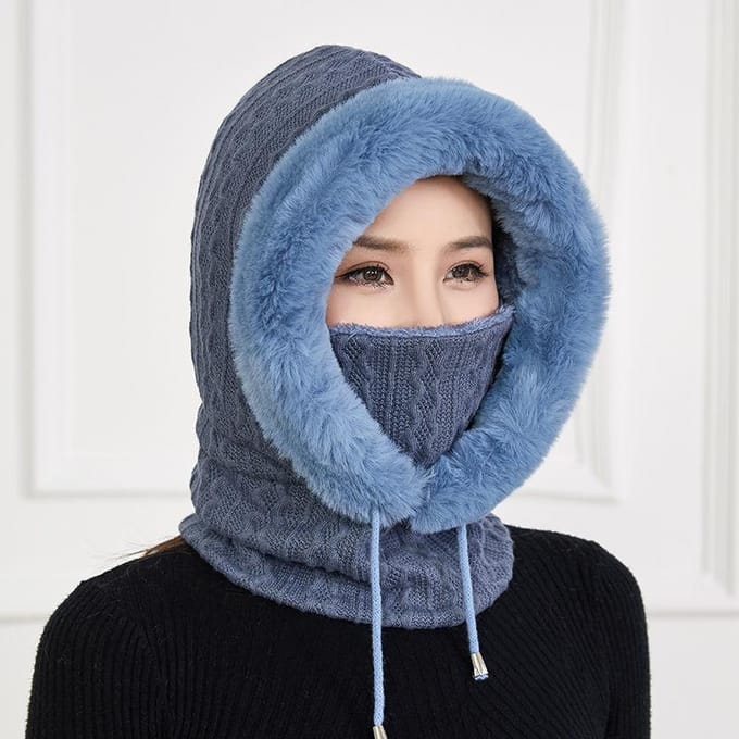 Dames Winter Plus Fluweel Dikke Winddichte Muts Gebreide Wollen Muts Sjaal Eén roze