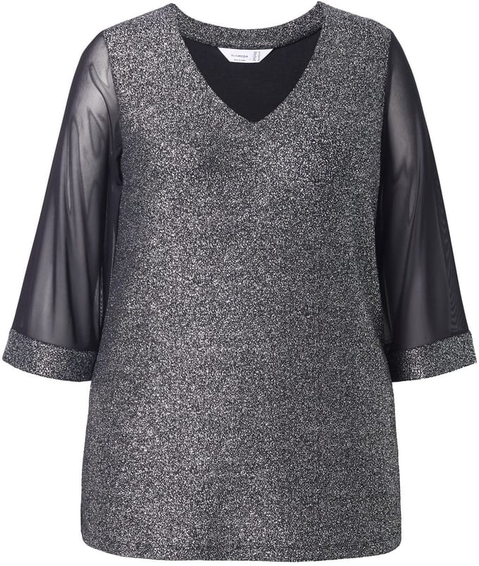 MIAMODA - Dames - T-shirt A-lijn - Zwart - Maat 52