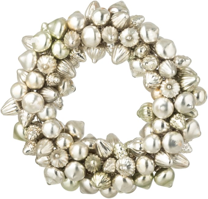J-Line decoratie Krans Kerstbal - glas - zilver