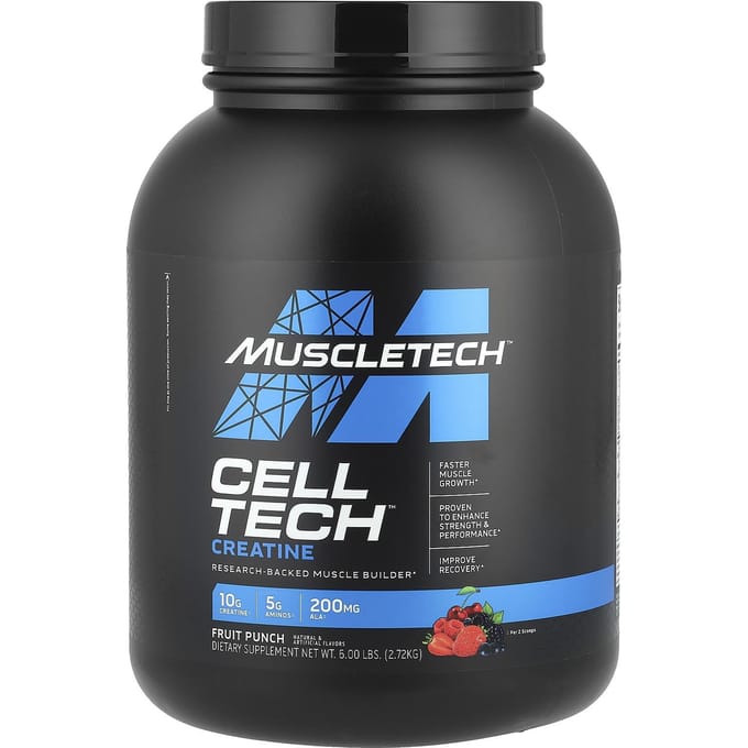 Muscletech CellTech Creatine - Met Toegevoegde Vitamines en Mineralen - Fruit Punch - 2720 gram (55 doseringen)
