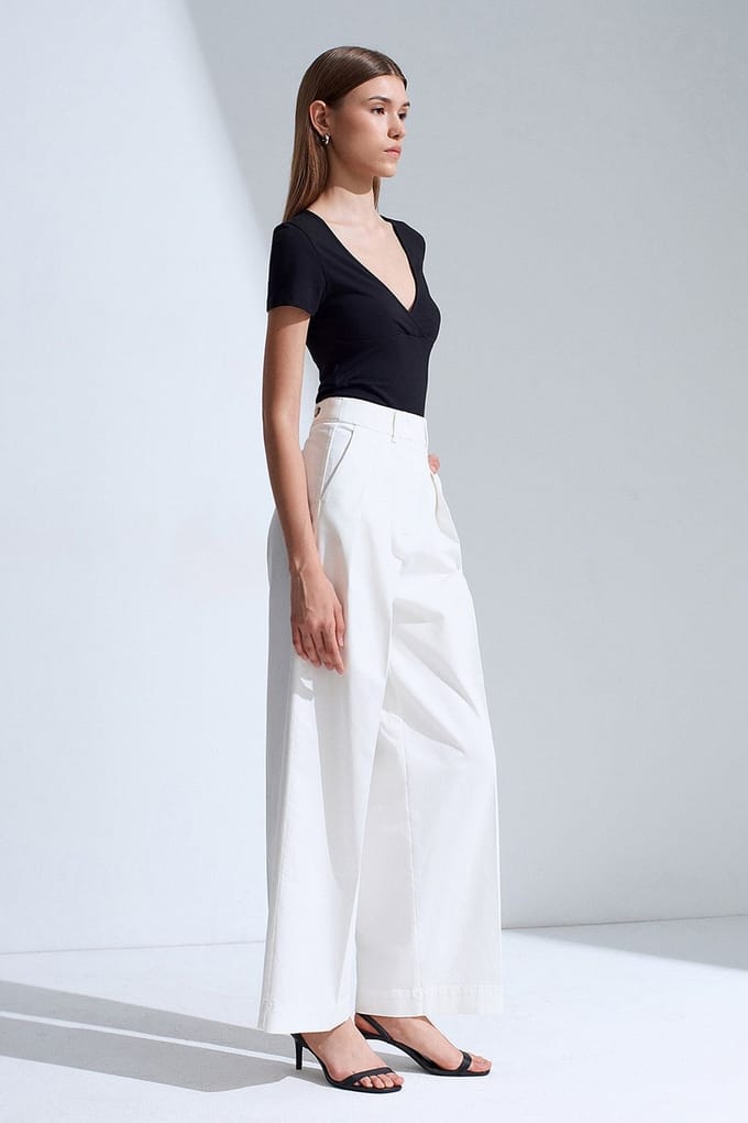 Dames Hoge Taille Plissé Wijde Pantalon