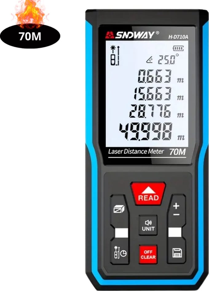 Nivard Laserafstandsmeter - Laser - Afstandsmeter - Afstandmeter - Rangefinder - Digitale Meetlint - Precisiegereedschap - 70 Meter