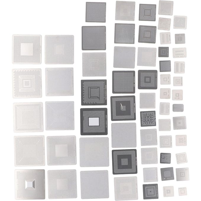 60 Stuks BGA Reballing Stencils 304 Roestvrij Staal Universele Rework Net Sjabloon Kit voor Computer gray