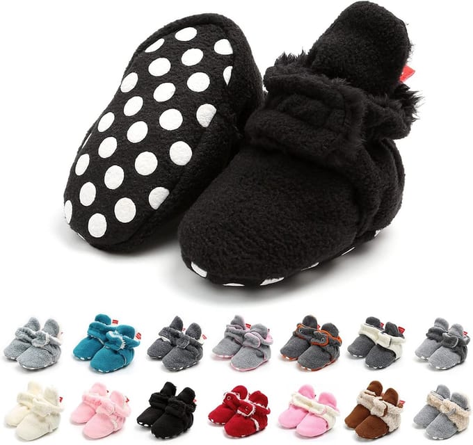 Warme Unisex Babyslofjes met Antislip Zool en Verstelbare Sluiting voor Pasgeborenen