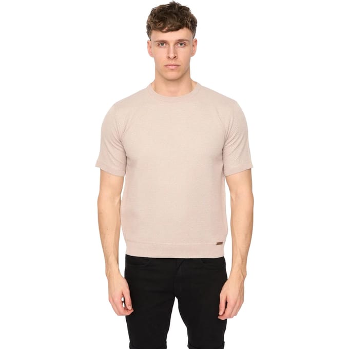 Duck and Cover Heren Marvela Geweven T-Shirt (Stone)