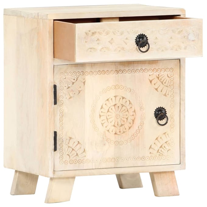 vidaXL - Nachtkastje - 40x30x50 - cm - massief - mangohout