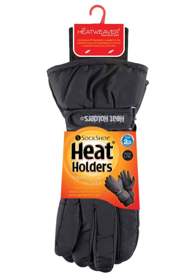 Heat Holders - Waterdichte thermo skihandschoenen voor heren - Zwart