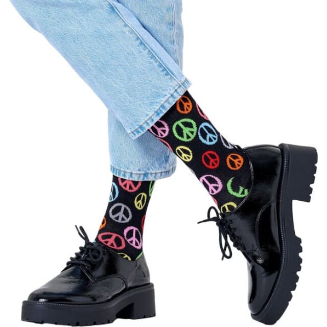 Happy Socks Peace Unisex Zwart - Maat 36-40