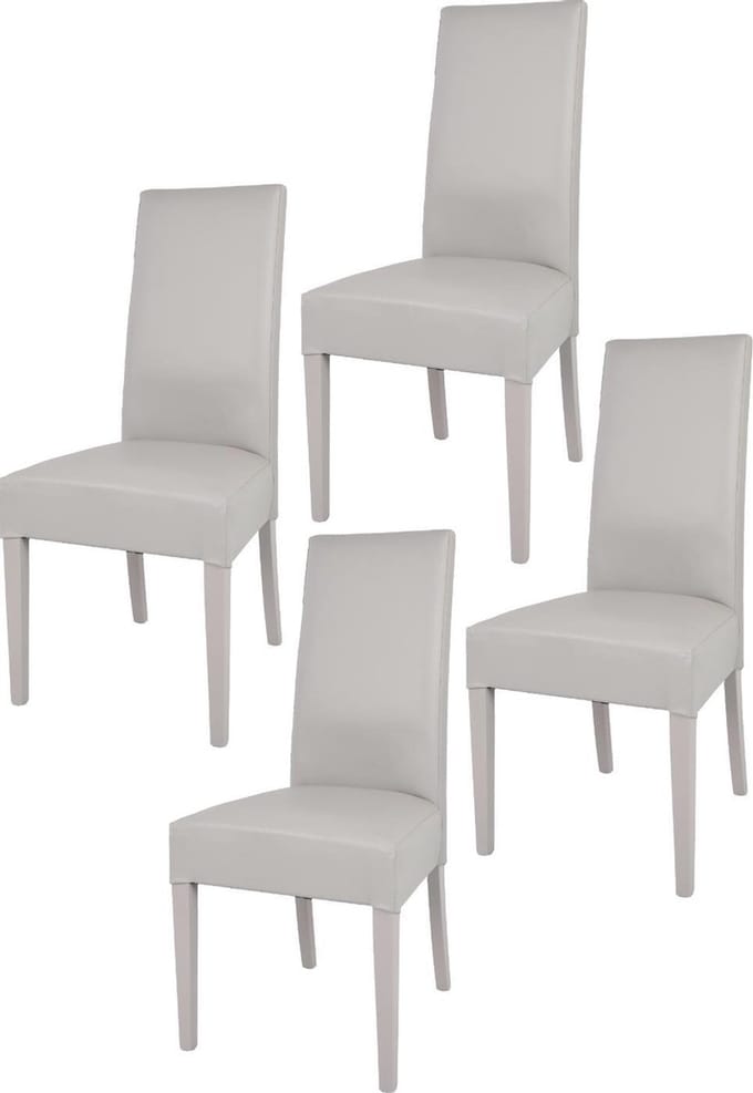Tommychairs Luisa - Eetkamerstoelen - Set van 4 - Licht Grijs - Kunstleer & Hout
