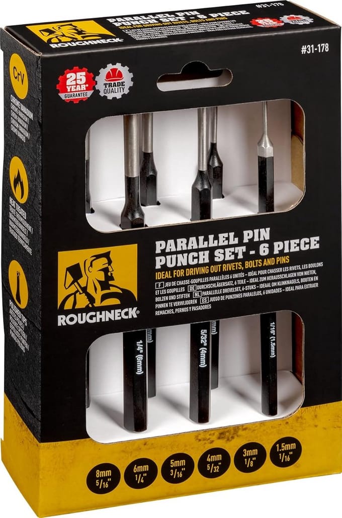 Parallelle Pin Pons Set 6 Stuks Diverse Maten Chroom Vanadium voor Precisiewerkzaamheden