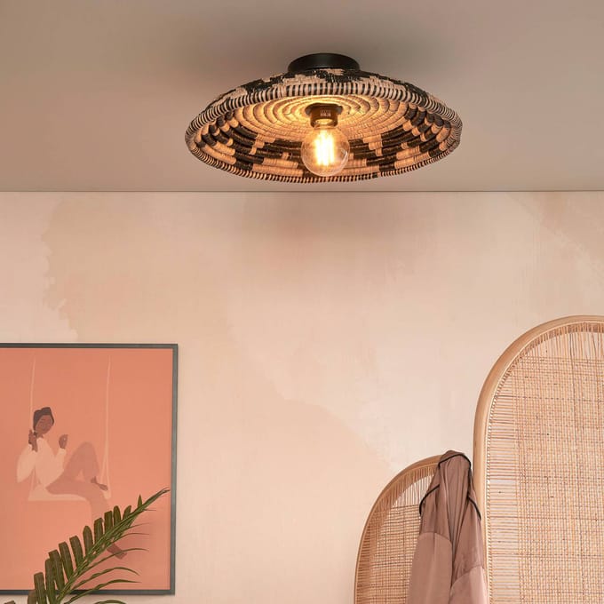 GOOD&MOJO Plafonniere Andros - Naturel/Zwart - Ø45cm - Scandinavisch