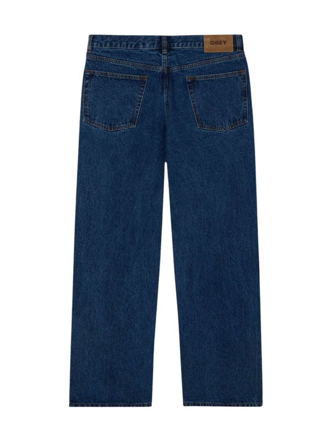 Obey Classic baggy denim broek jeans breed been - steen gewassen indigo