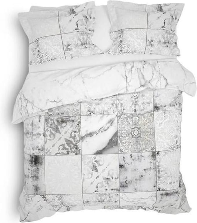 Heckett & Lane Simra - Dekbedovertrek - Eenpersoons - 140x200/220 cm + 1 kussensloop 60x70 cm - Marble Grey