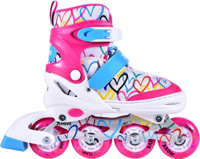 Inline Skates - Move Love S 30-33 - wit roze - verstelbaar maat 30 tot 33