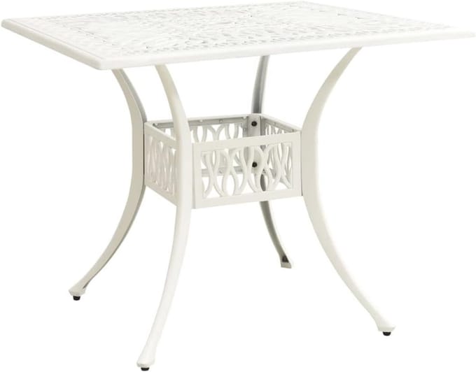 Tuin tafel 90x90x73 cm van gegoten aluminium in het wit