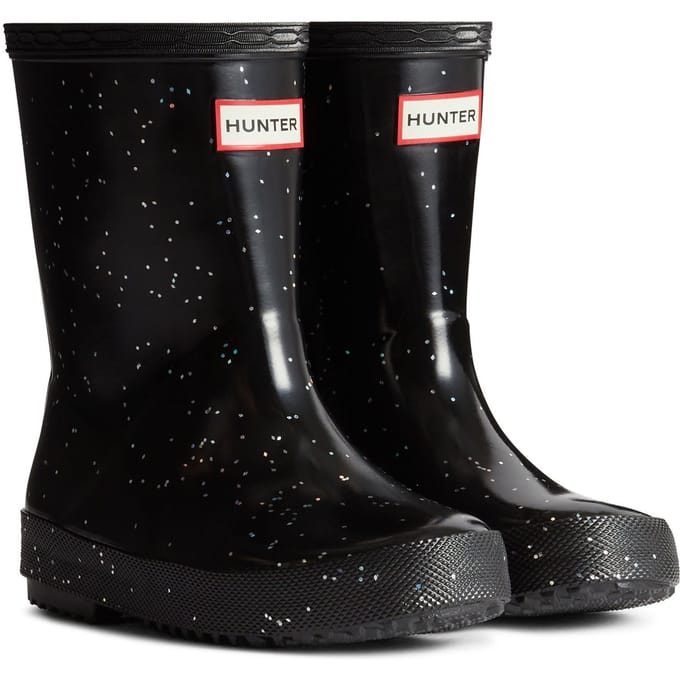 Hunter Kids First Giant Glitter Rubberen Zwarte Regenlaarzen