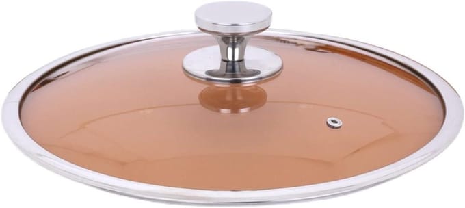 Pannendeksel Glas - Universeel Deksel - Koken en Bakken - Met Stoomgat - 24 cm - Zilver